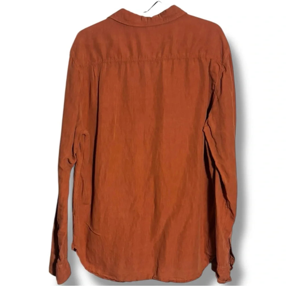 Bridge & Burn Casual Rusty Orange Loose Fit Long Sleeve Collared Button-Up Shirt - Picture 14 of 15